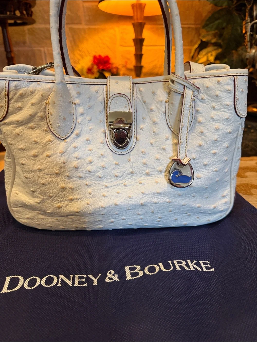 NWOT DOONEY & BOURKE Elegant Ostrich Embossed Leather Handbag-Polished Hardware!